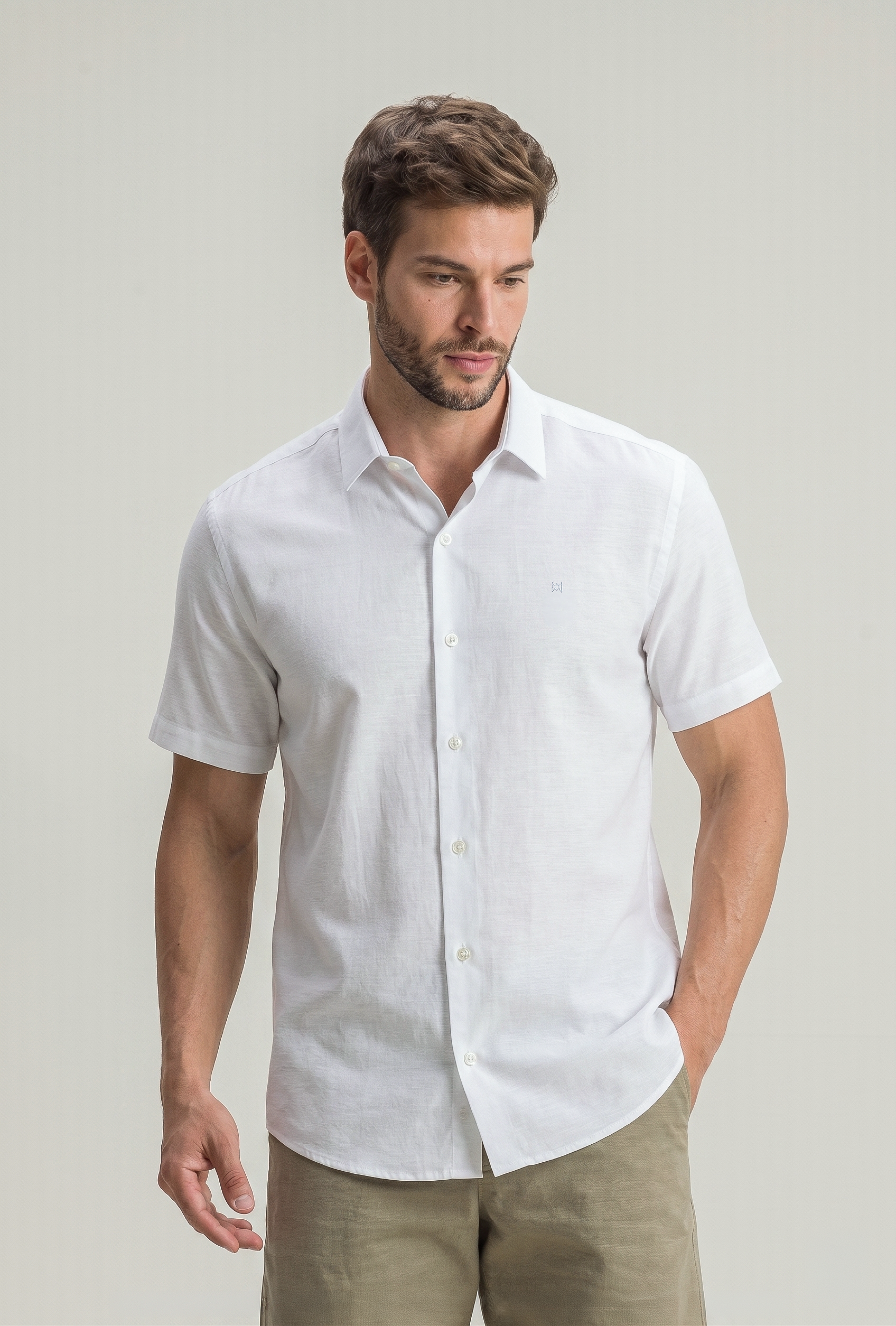 Camisa Manga Curta Cotton Pinpoint Span