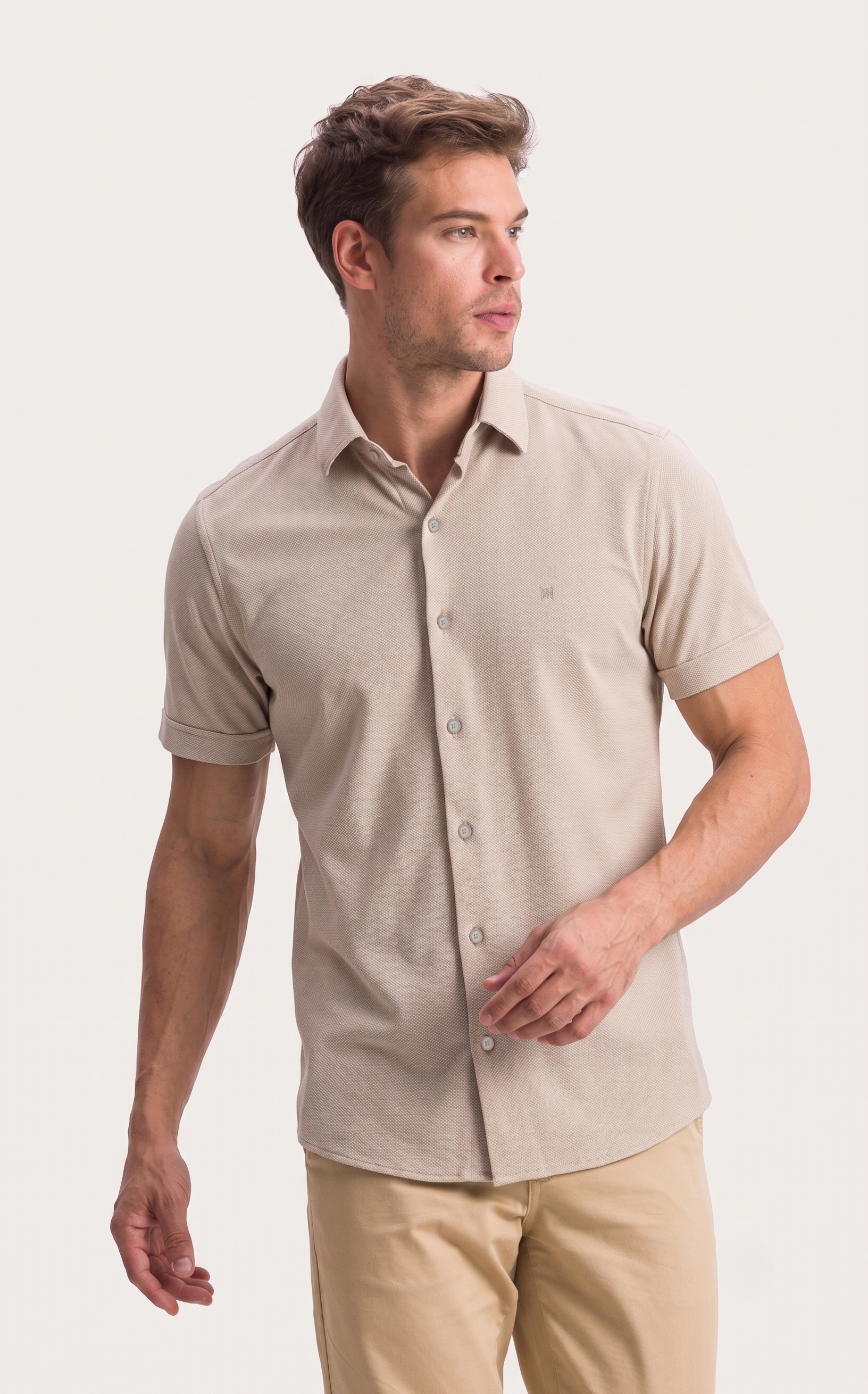 Camisa Masculina com Gola Casual