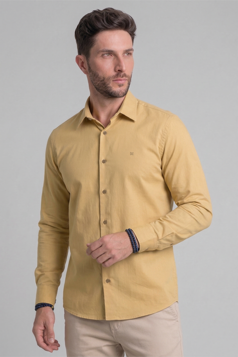 CAMISA BÁSICA ACETINADA COM MANGAS LONGAS