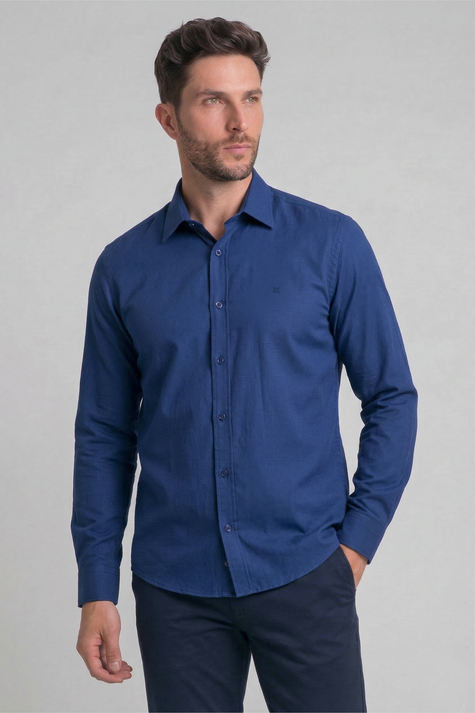 CAMISA BÁSICA ACETINADA COM MANGAS LONGAS
