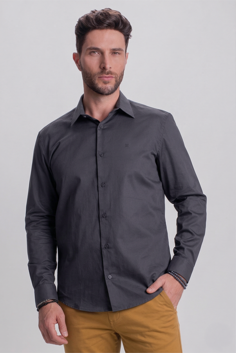 CAMISA BÁSICA ACETINADA COM MANGAS LONGAS