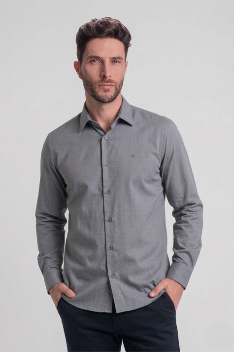 CAMISA BÁSICA ACETINADA COM MANGAS LONGAS