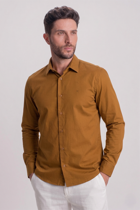 CAMISA BÁSICA ACETINADA COM MANGAS LONGAS