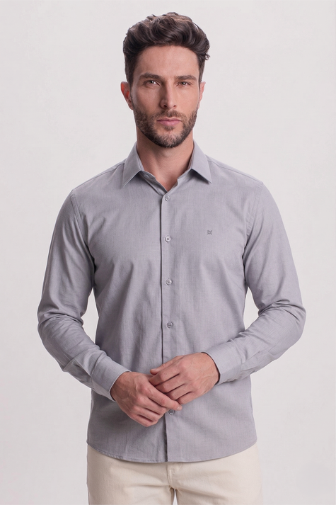 CAMISA BÁSICA ACETINADA COM MANGAS LONGAS