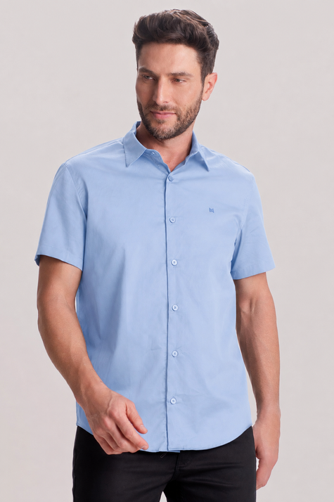 Camisa Acetinada Manga Curta