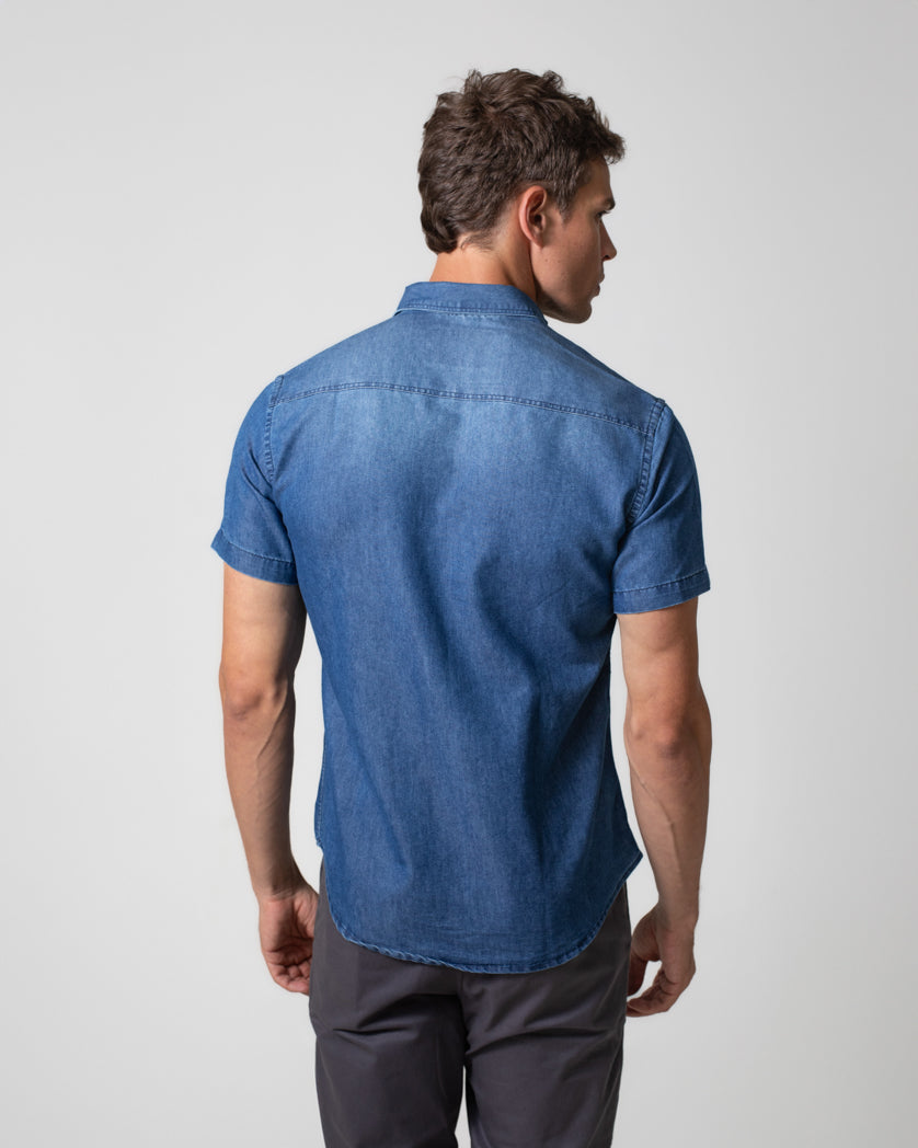Camisa Jeans Manga Curta