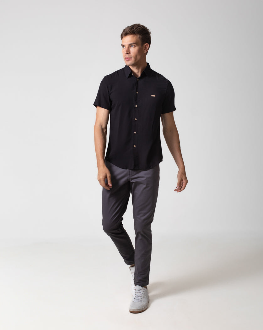 CAMISA MANGA CURTA VISCOSE LINEN LOOK KATE
