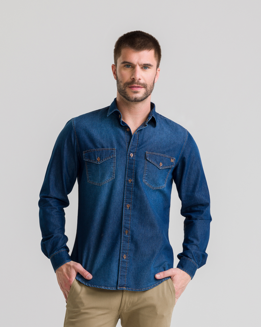 Camisa Manga Longa Jeans