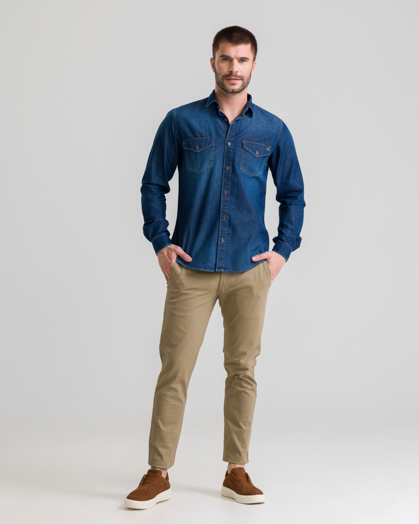 Camisa Manga Longa Jeans