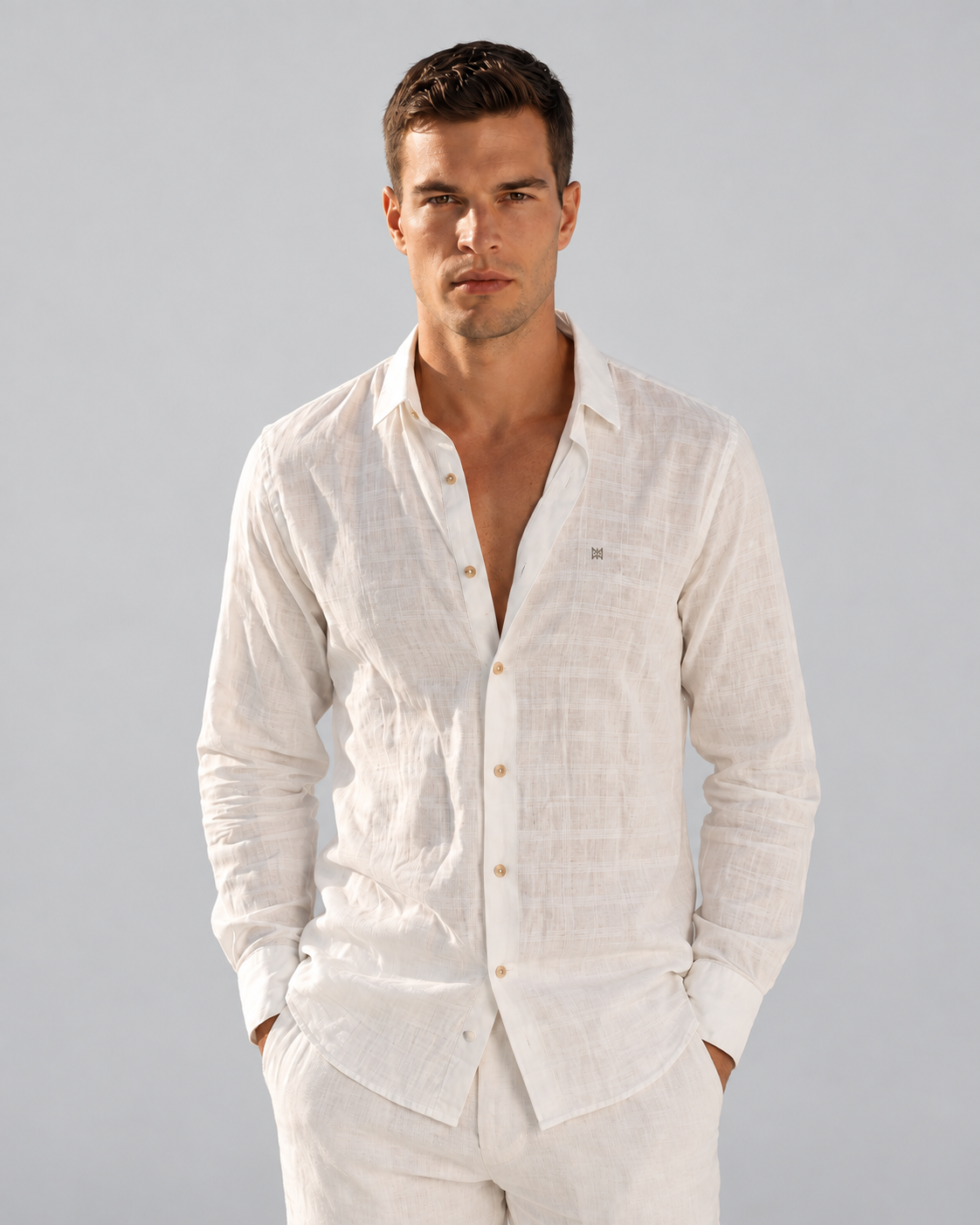 Camisa Masculina Manga Longa Kyara Off-White
