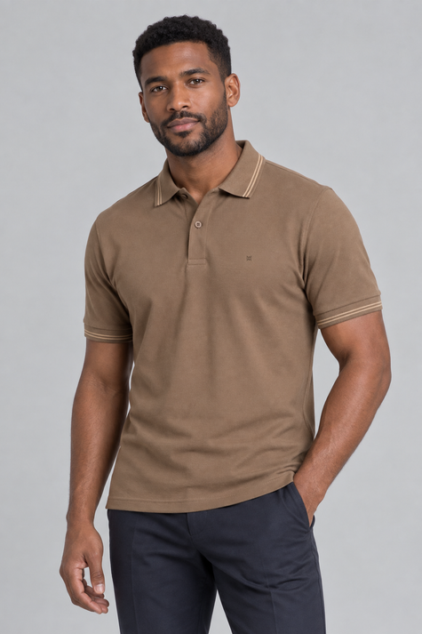 CAMISA POLO COM GOLA LISTRADA