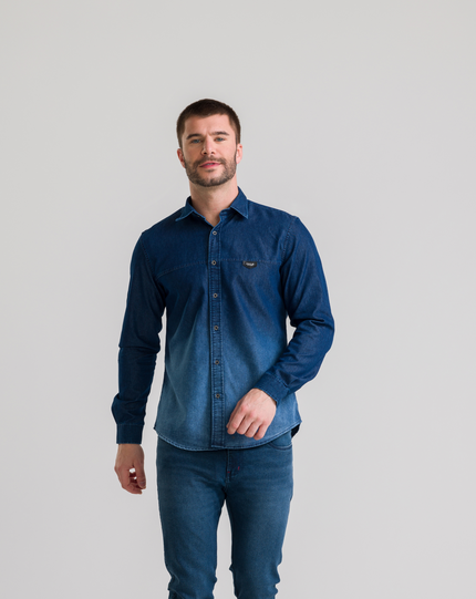Camisa Jeans Manga Longa