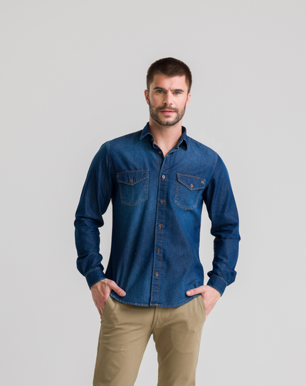 Camisa Manga Longa Jeans