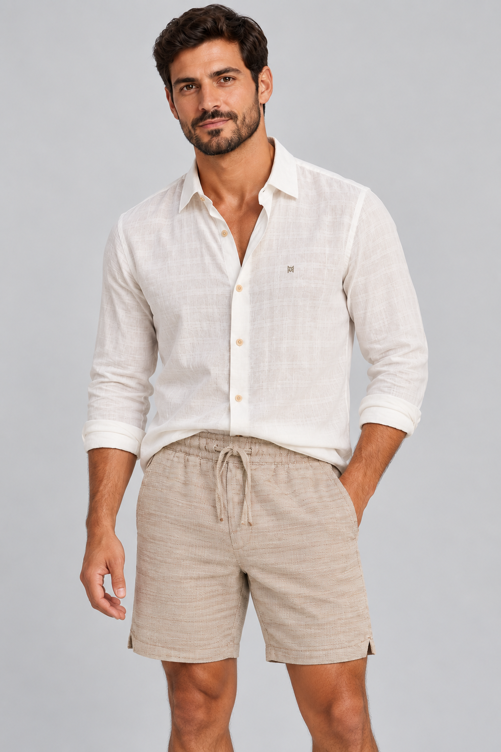 Short Masculino Nevoa Bege Claro Mioche