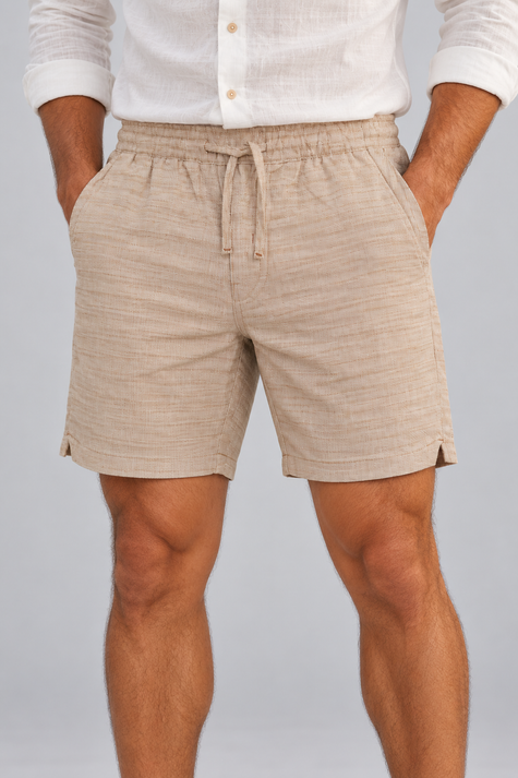 Short Masculino Névoa bege-claro Mioche – vista frontal