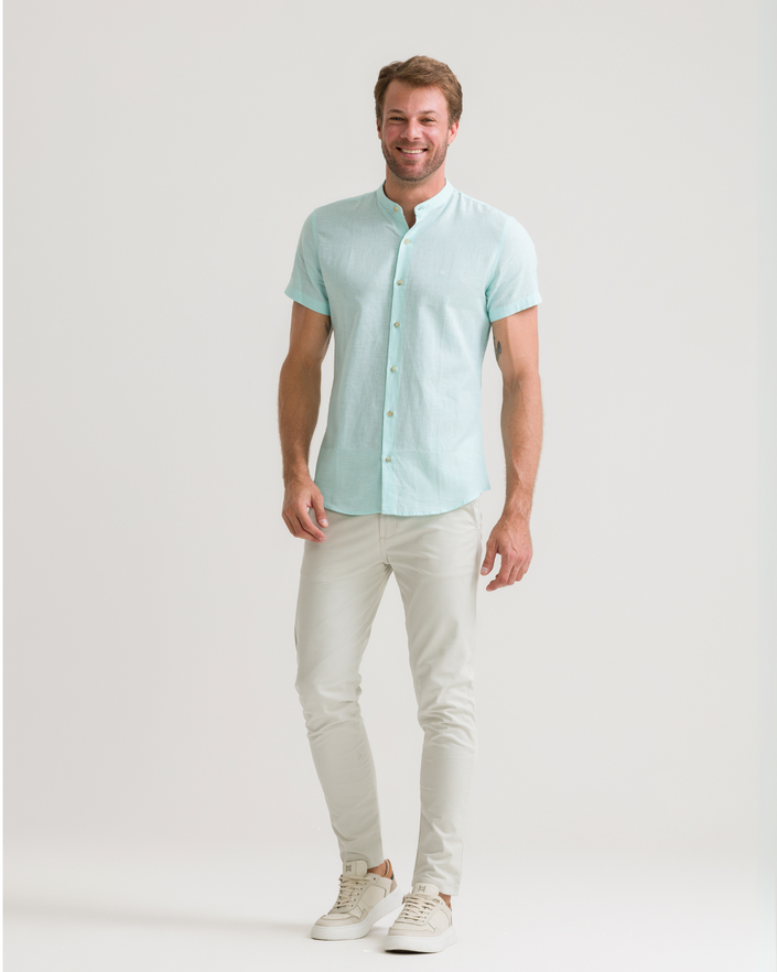 Camisa de Linho Manga Curta Soft